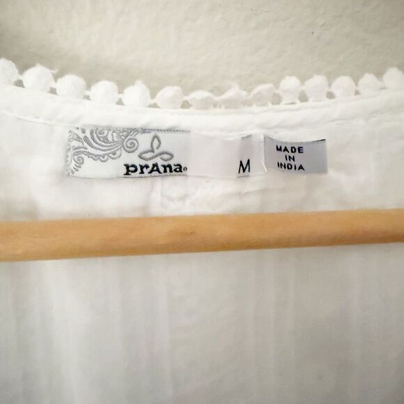 PRANA | Kendall Sleeveless Eyelet Mini Dress White Dot Trim | Size Medium - Picture 5 of 9